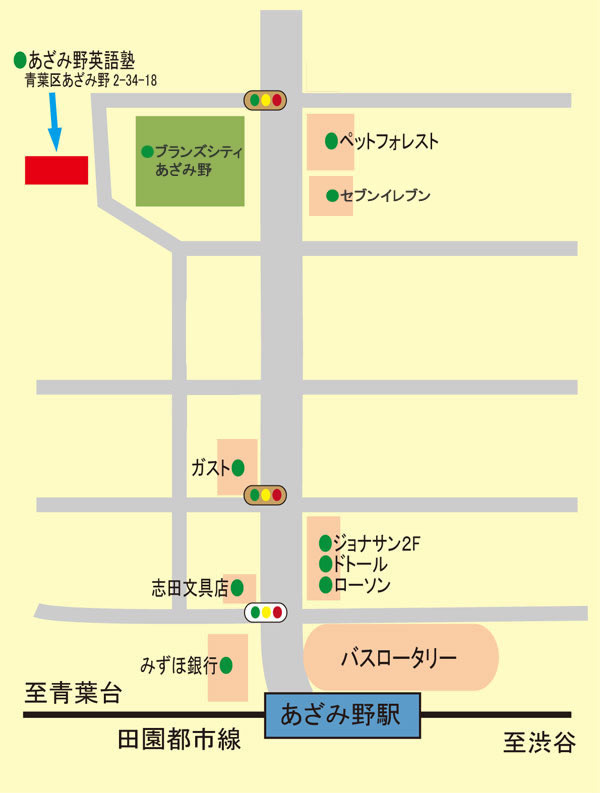 あざみ野英語塾地図